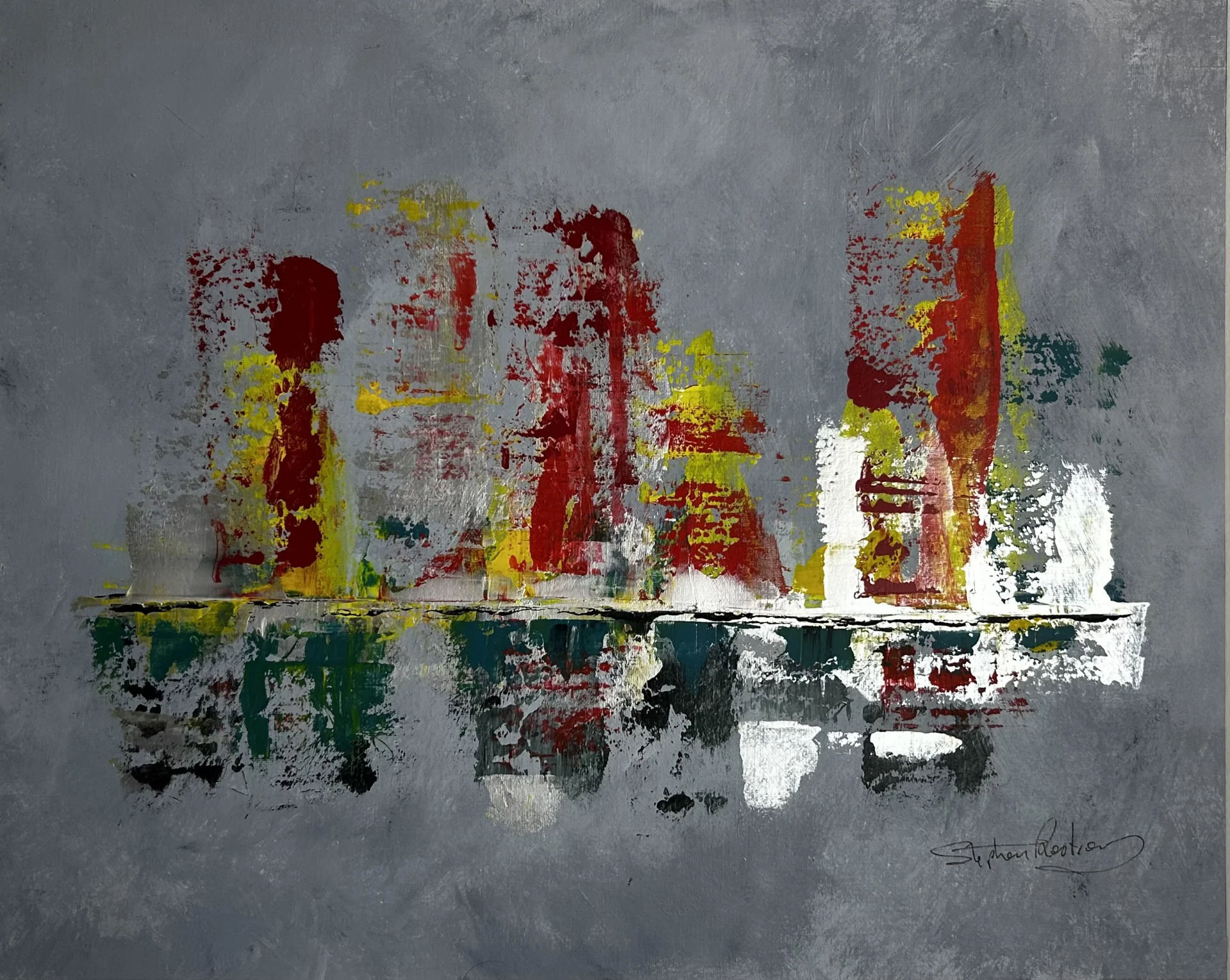 Abstract reflective composition evoking skyscrapers or racing yachts