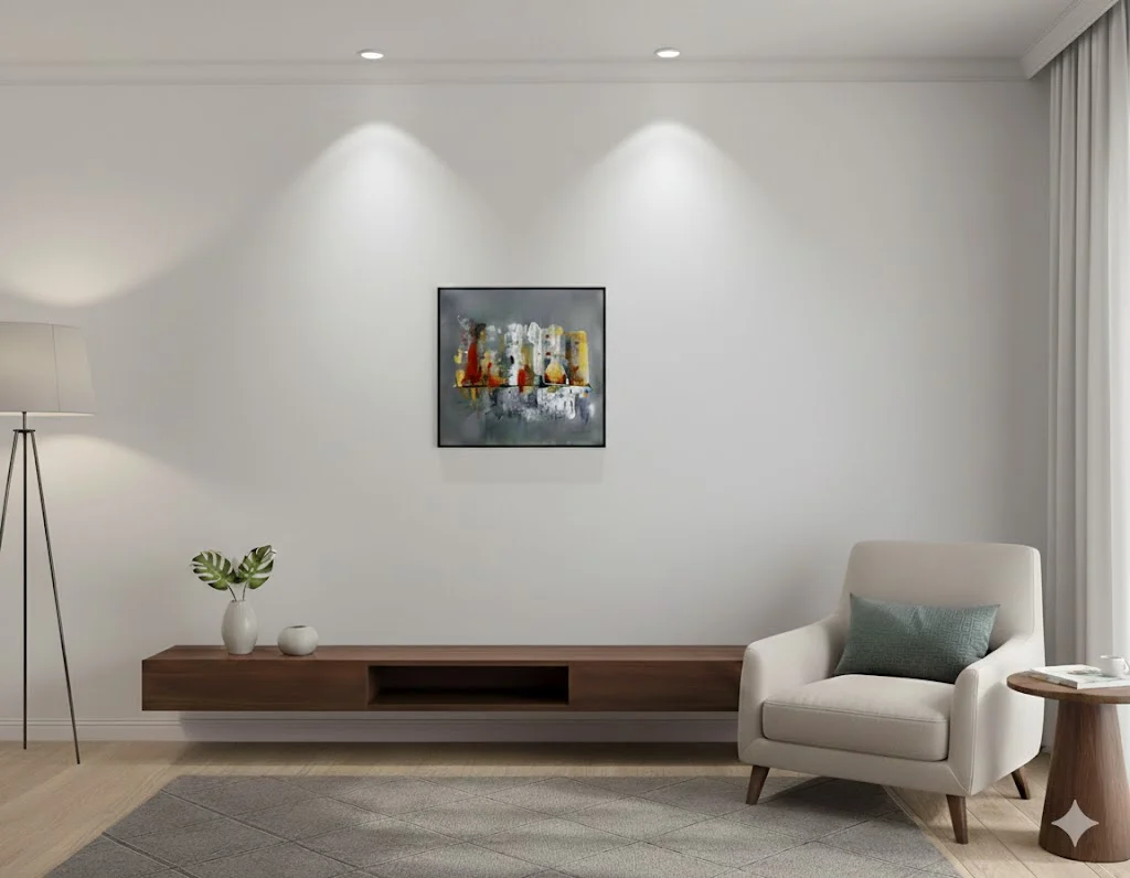 Room setting to visualise abstract painting of Urban Echoes